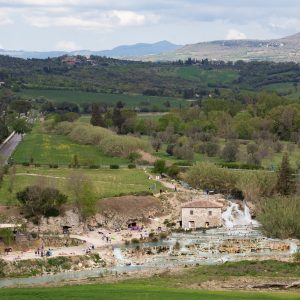 view of well known tuscanian spa town Saturnia